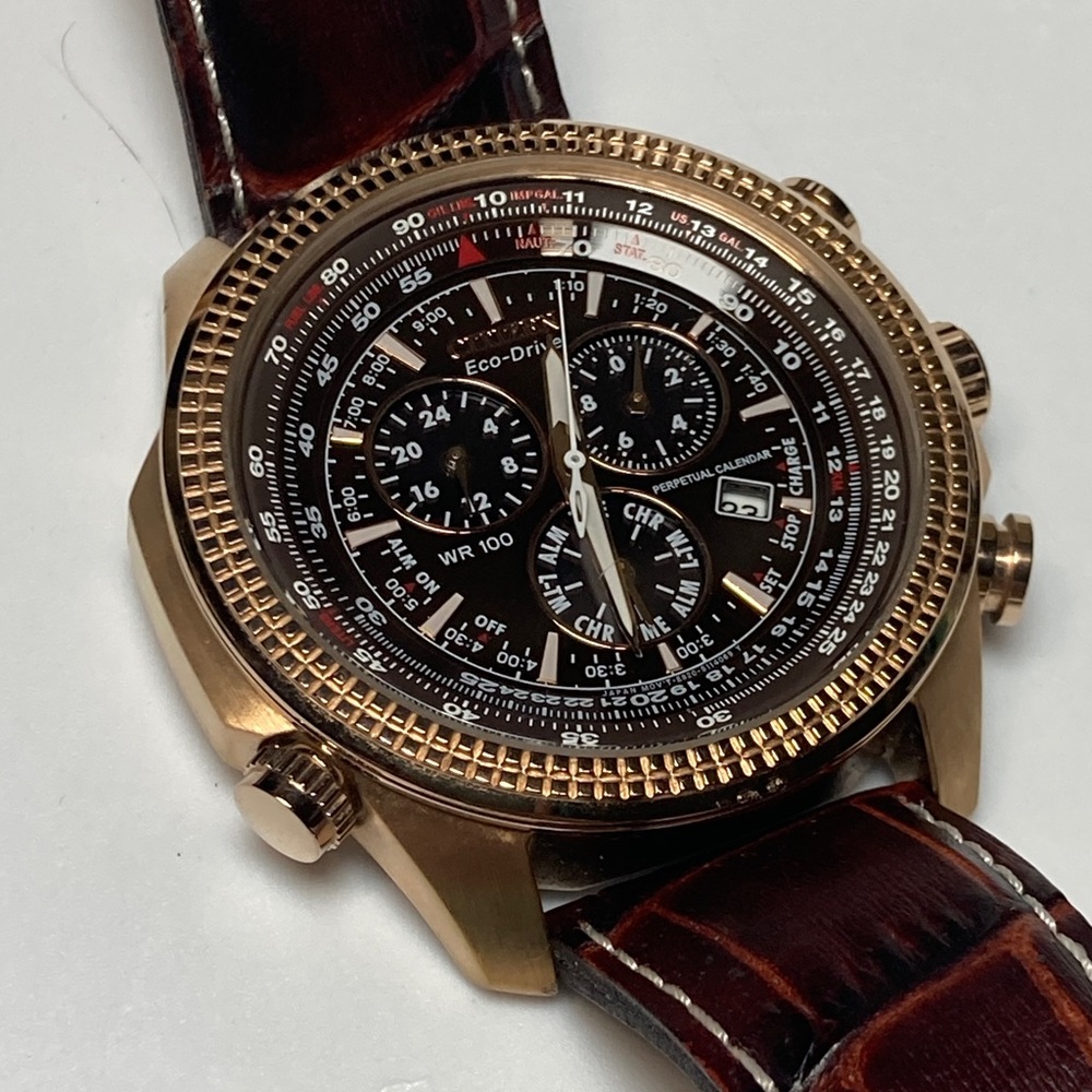Citizen Eco Drive, rose gold tone, E820-S068941, leather strap